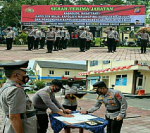 Kapolres Lebak Pimpin Upacara Serah terima Jabatan Kabag Log, Kasat Tahti dan Kapolsek Jajaran
