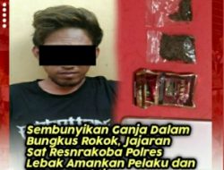 Sembunyikan Ganja dalam Bungkus Rokok, Sat Resnarkoba Polres Lebak Amankan Pelaku dan Barang Bukti