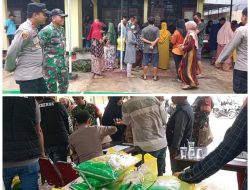 Warga Antusias, Tim Satgas Pangan Polres Serang Gelar Pasar Beras Murah di Mapolsek Jawilan