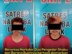Dua Pengedar Shabu dan Barang Buktinya berhasil diamankan  Sat Resnarkoba Polres Lebak