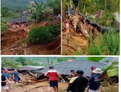 Tanah Longsor di Desa Ciherang Kec. Cibeber terjang 5 Rumah Hingga Rusak Parah