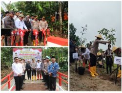 Kapolda Banten dan Kapolres Lebak Tanam 1.000 Pohon Sekaligus Resmikan Jembatan Merah Putih Presisi